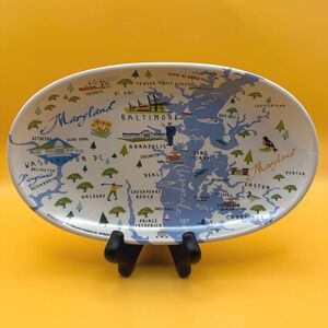 Galleyware Maryland Chesapeake Bay Map Melamine Tidbit Tray 8in Excellent